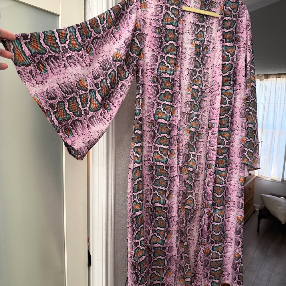 Buddy Love Bell sleeve Snake Print duster
